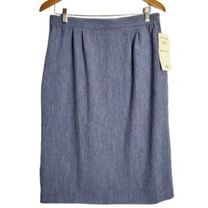 Vintage 90s Pencil Skirt Womens Size 14 Executive Collection Blue Career